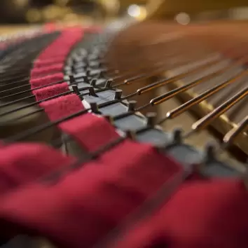 Interior of a concert grand piano