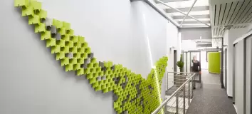 Felt factory M&K office building corridor scale acoustic felts example