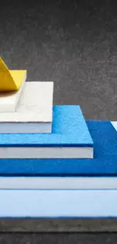 Acoustic felts acoustic absorber as design and decoration in different colors laminated with design felt from wool felt